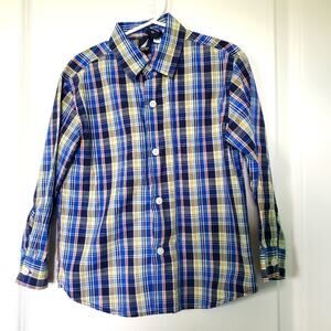 Nautica Boys Plaid Button Down Shirt Toddler Size 4T Long Sleeve Preppy Collared